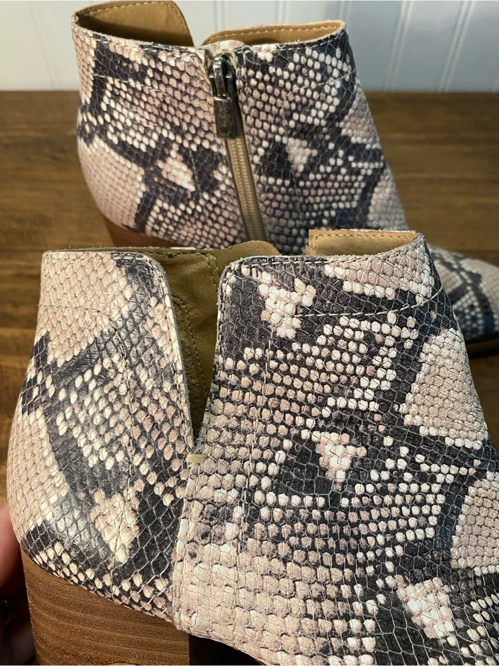 Lucky Brand - Women’s size 8.5 - Leather Upper - Faux Snake-Print Ankle Boots
